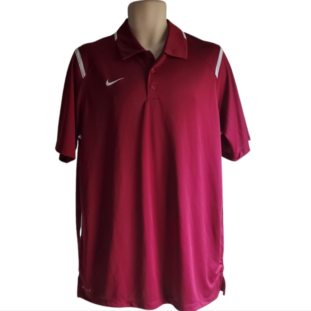 Nike Dri-Fit Men's M Football Sports Polo NWT Coach Maroon Burgandy